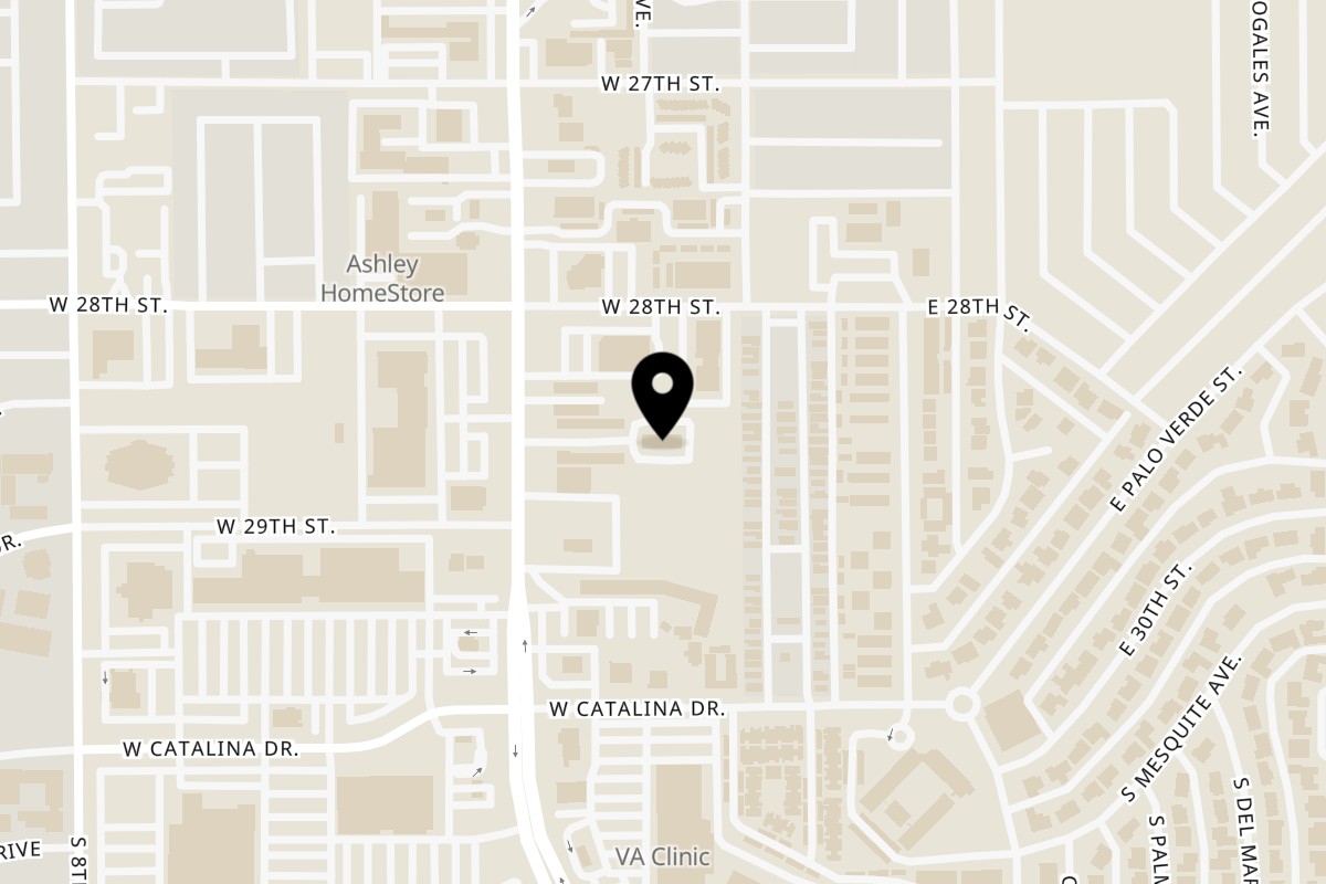 Map showing the location of Habibi Mediterranean grill on 2855 S 4th Ave in Yuma